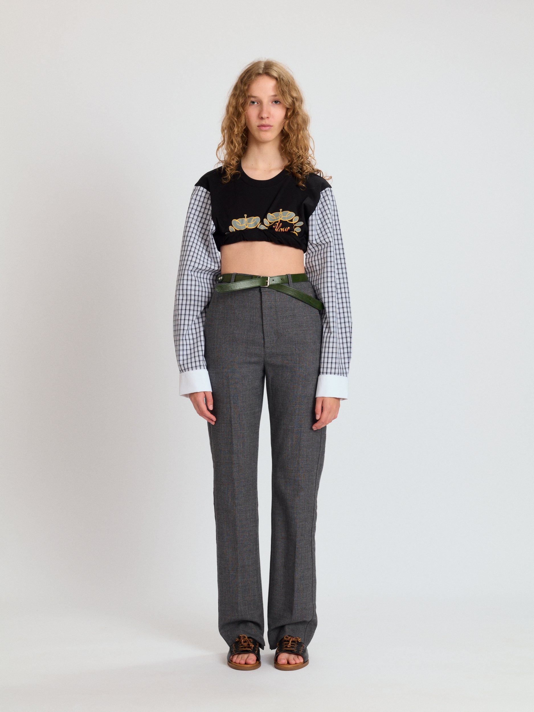 Cropped T-Shirt with Shirting Sleeves