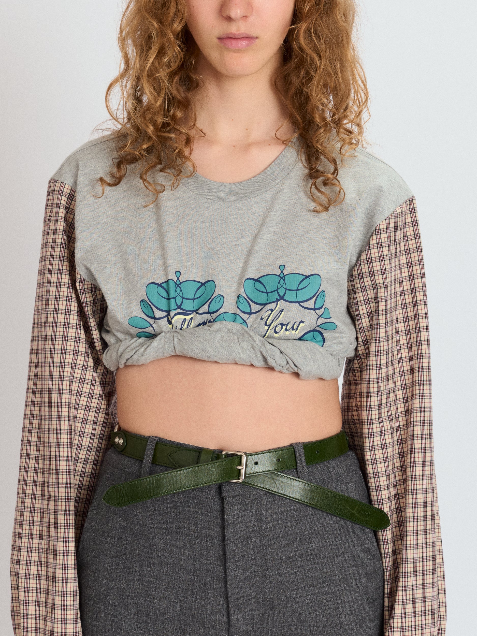 Cropped T-Shirt with Shirting Sleeves