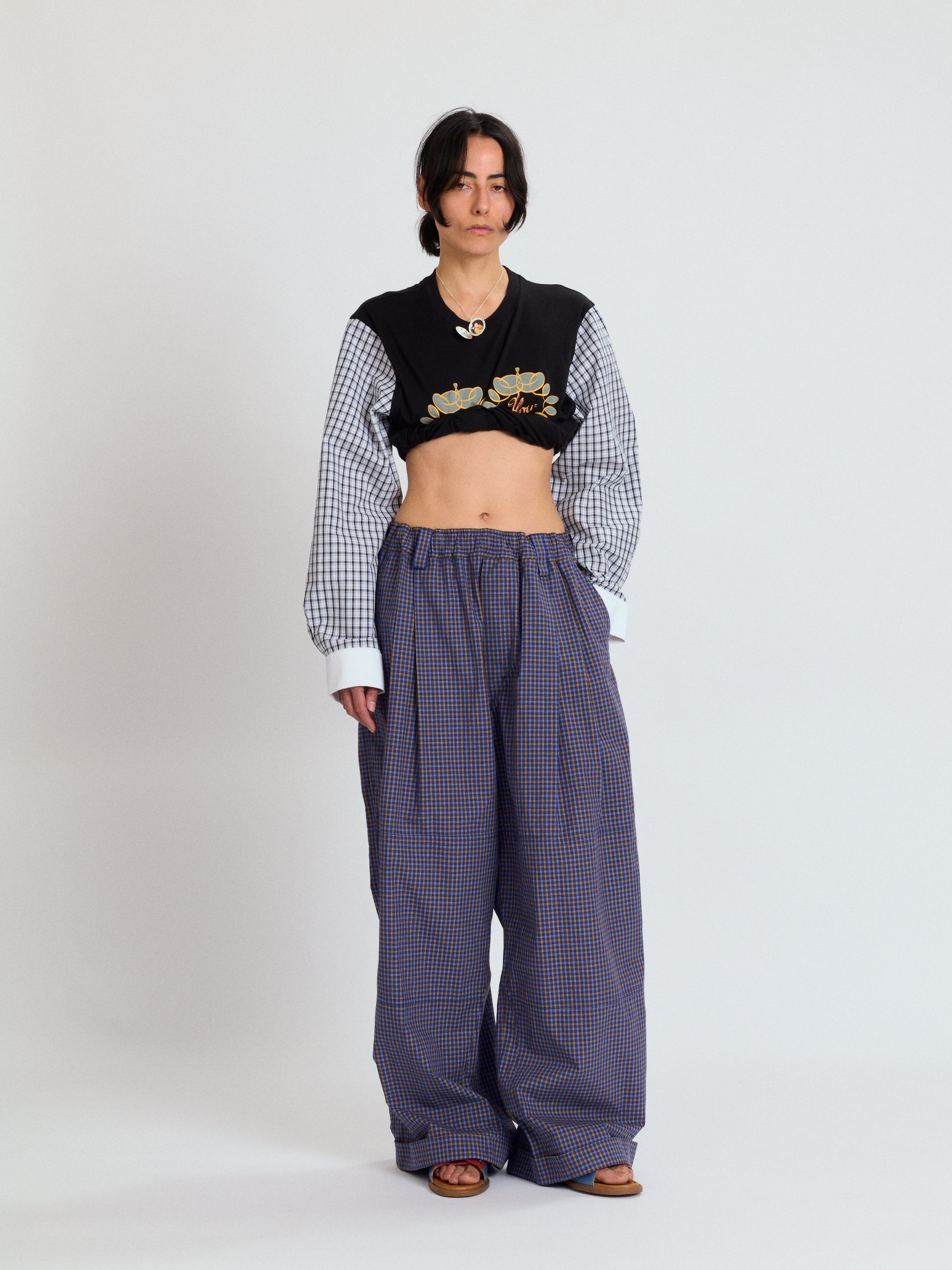 Checkered Drawstring Chino