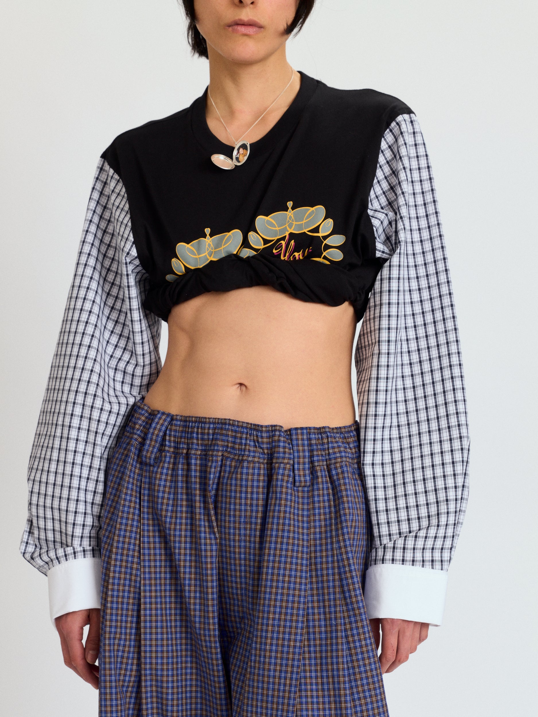 Cropped T-Shirt with Shirting Sleeves