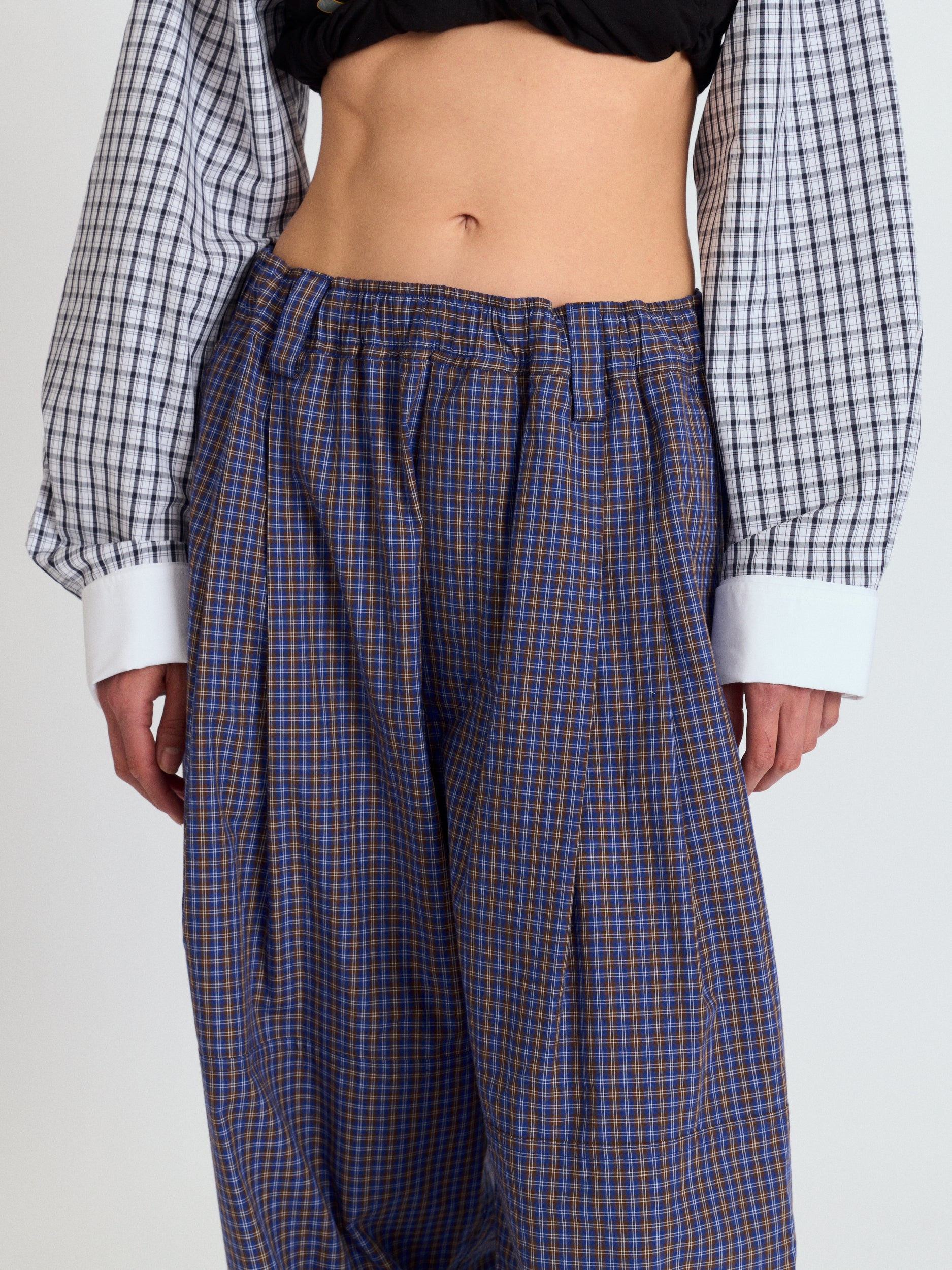 Checkered Drawstring Chino