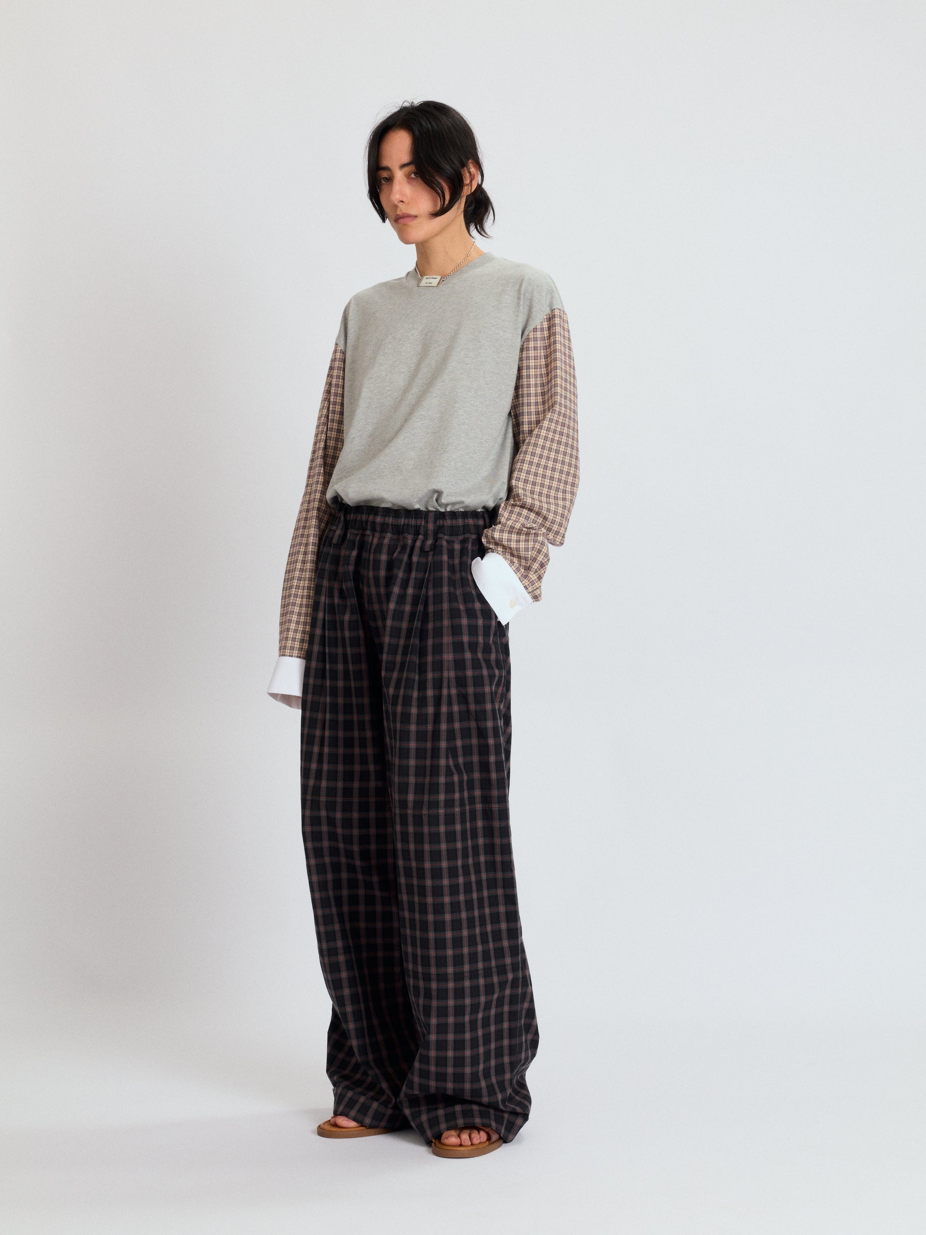 Checkered Drawstring Chino