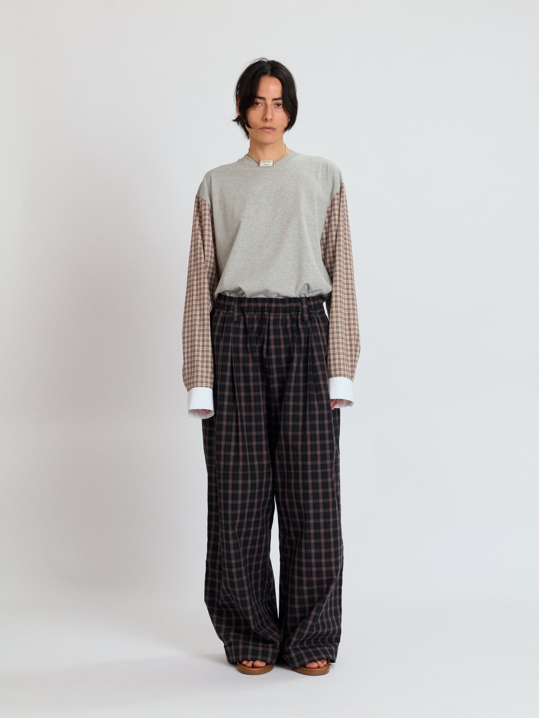 Checkered Drawstring Chino