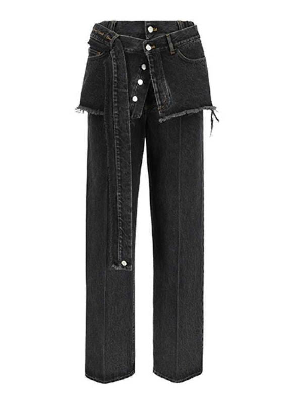 Meryll Rogge |Washed Black Denim Pant W/Waistpiece & Belt – Meryll ...